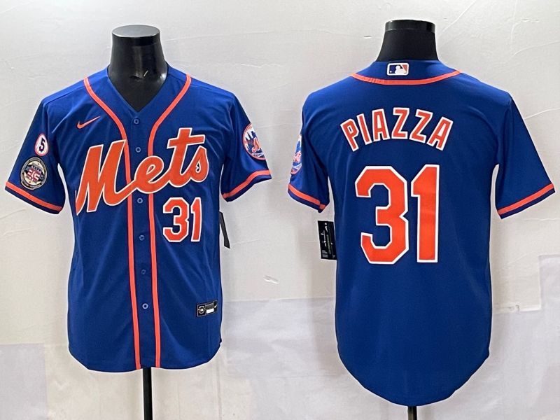 Men 2025 New York Mets 31 Piazza Blue Game Nike MLB Jersey style 03
